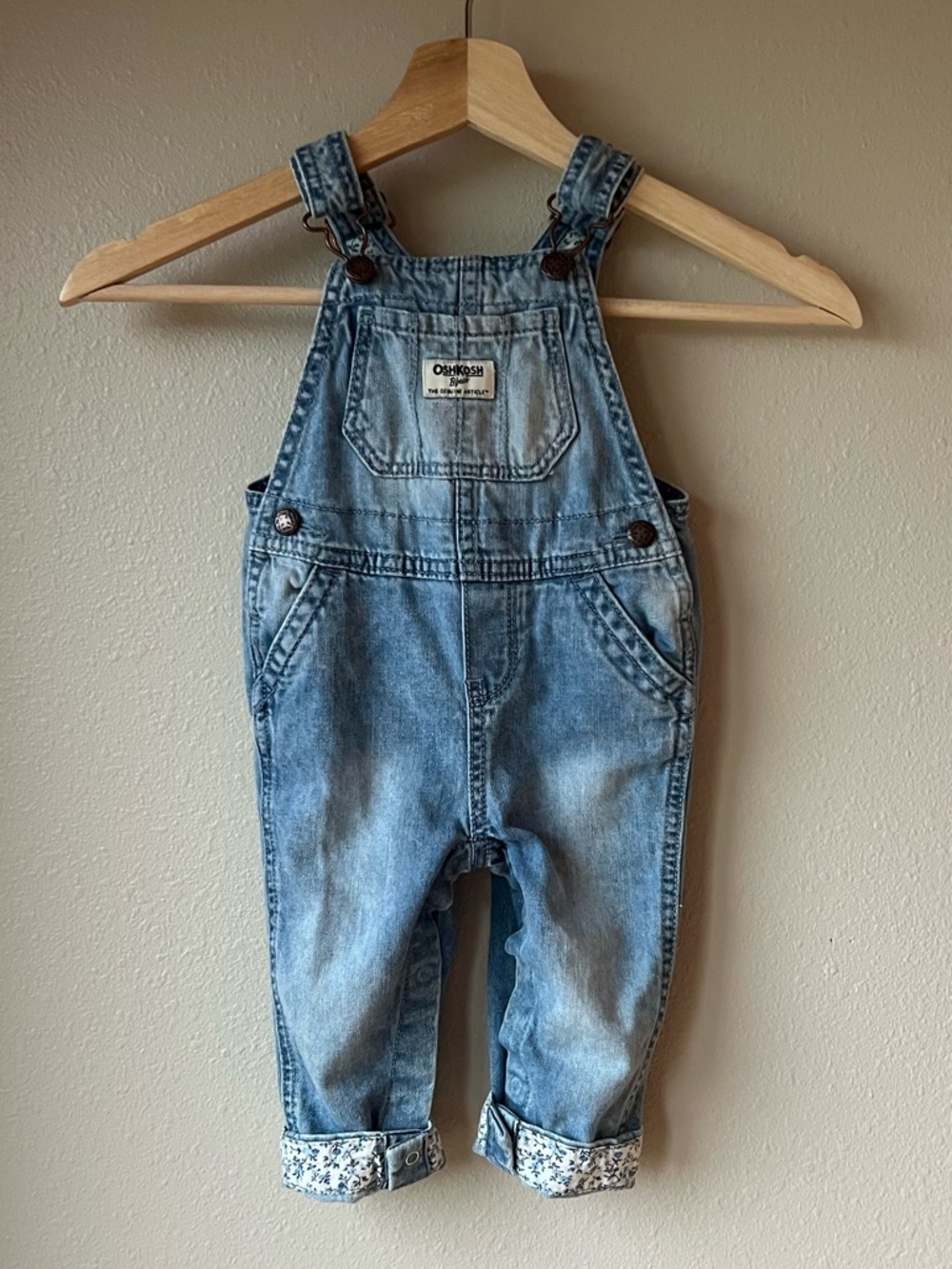 OshKosh B’Gosh Vestbak Overalls Denim Coveralls Blue Girl Baby 12 Months Youth